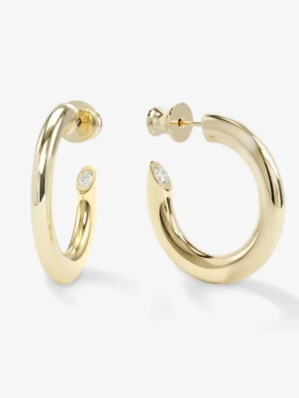 Melinda Maria Beacon Hoops 1" Gold White Diamondette Earrings NWT